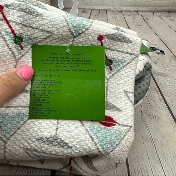 NWT Kate Spade Martini Print Towels & mini mitts set city traditional - Picture 3 of 7